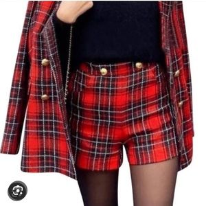 Zara Plaid red shorts holiday